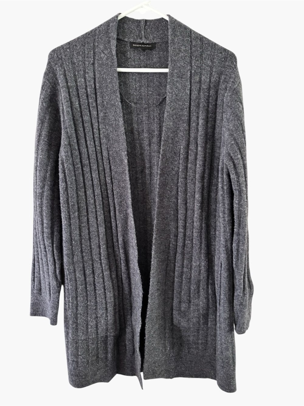 Banana Republic Open Front Ribbed Longline Wool Alpaca Cardigan Sweater M